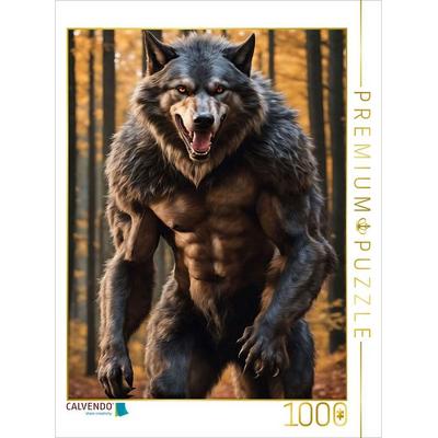 CALVENDO Puzzle Ein Werwolf lauert in einem düsteren Wald | 1000 Teile Lege-Größe 64x48cm Foto-Puzzle für glückliche Stunden