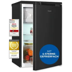 Exquisit Kühlschrank mit Gefrierfach, 107 Liter, kleiner Kühlschrank, 4-Sterne-Gefierfach, Kompakt, Freistehend, KS516-4-051C inoxlook-az