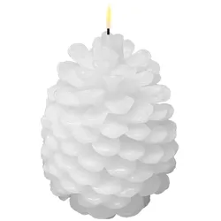 Pinienzapfen LED Kerze Weiß 19cm