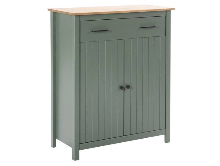 TINA - Meuble Haut 2 Portes 1 Tiroir Bois Ciré coloris Vert