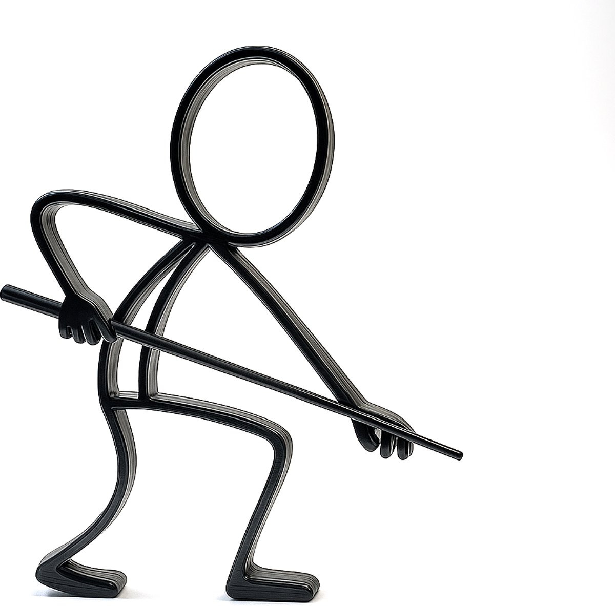 Stickyman Biljartspeler decoratiebeeldje zwart - Hoogte: 20 cm