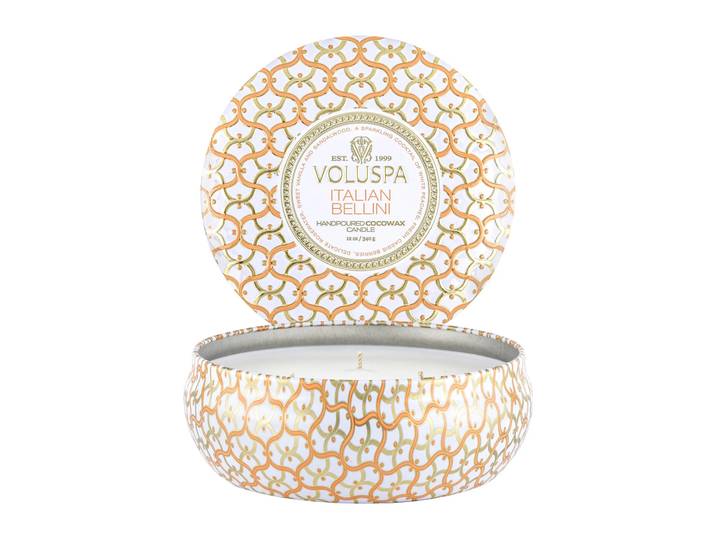 Voluspa Bougie parfumée Maison Blanc 3-wick Tin 40 heures Italian Bellini