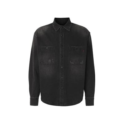 Outdoorjacke REPLAY "Replay Jäckchen", Herren, Gr. XL, schwarz (schwarz delavé), 100% Baumwolle, unifarben, normal, amerikanischer Ausschnitt, Jacken Outdoorjacke