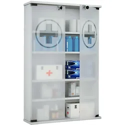 Abschließbarer Medizinschrank in Weiß Sicherheitsglas Türen