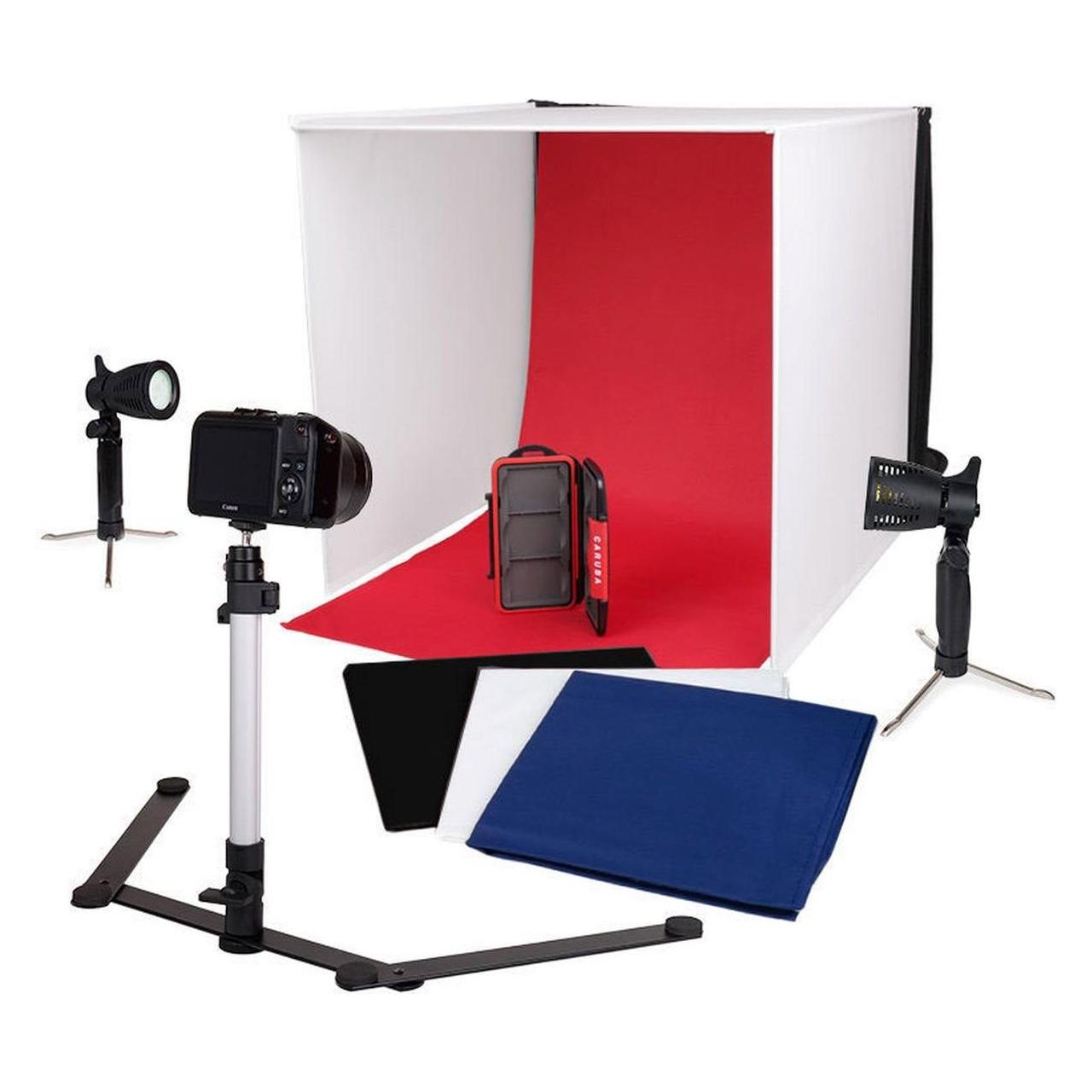 Caruba tragbares Fotostudio mit separaten LED Lampen 60x60x60cm (Aufnahmebox) (D126002)