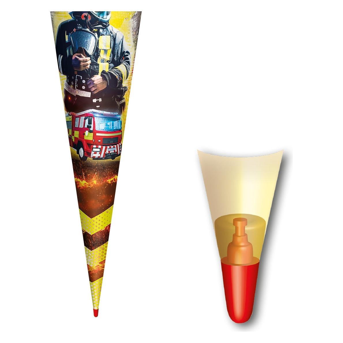 Roth Schultüte Feuerwehrmann, rund, 700 m, mit Effekt Filzverschluss, mit Folie (70 cm, 1x) (677477)