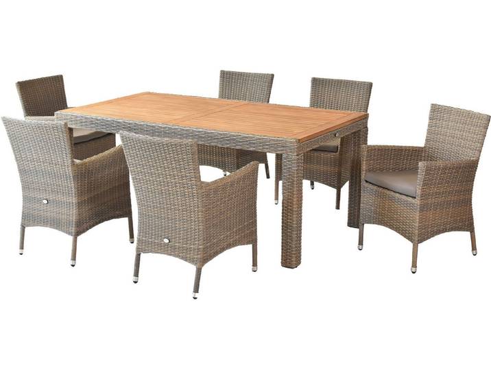 MERXX Essgruppe Teneriffa, (Set, 13-tlg), inkl. 6 Sessel, 6 Auflagen, 1 Tisch
