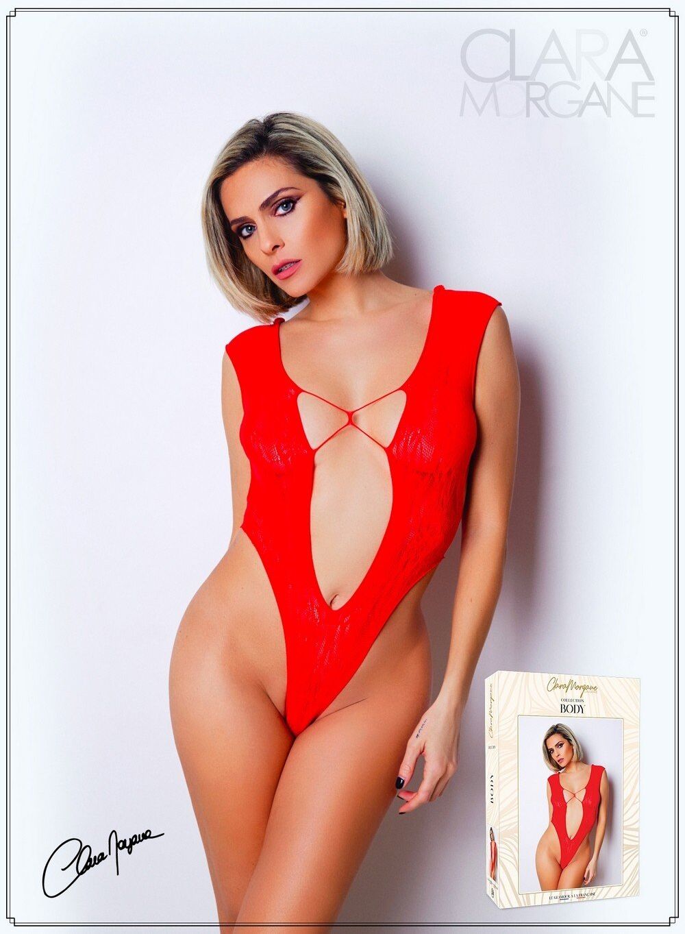 Clara Morgane Body Rouge avec décolleté plongeant - Le Numéro 2