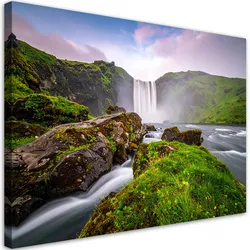 LEINWANDBILD Landschaft Wasserfall Berge Natur 90x60cm