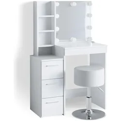Vicco, Schminktisch, Meryl mit LED Beleuchtung und Hocker (80 x 40 x 127 cm)