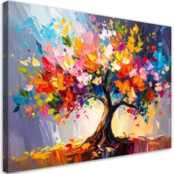 LEINWANDBILD 3D Bunter blühender Baum des Lebens 60x40cm
