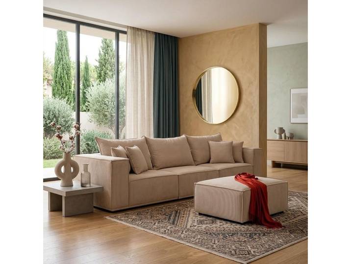 JVmoebel Polstergarnitur Wohnzimmer Möbel Moderner Stil Braun Holzgestell Entspannend Elegant, (2-tlg), Made in Europa