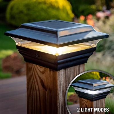 Classy Caps 4x4 Black Aluminum Imperial Solar Post Cap (Set of 2)