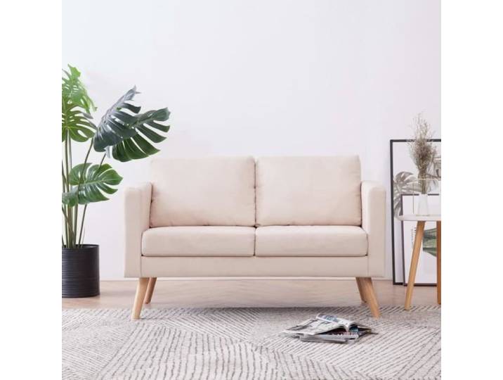 Canapé 2 places en tissu crème - P80 - Beige - 80 cm - Élégant et confortable