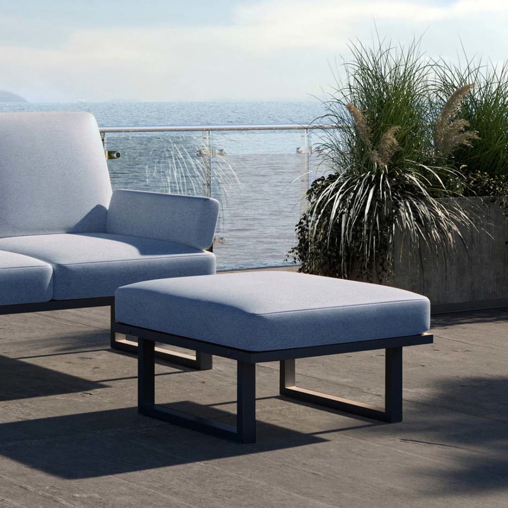 Mesonica Pouf bleu clair - cadre anthracite Bleu 76x40x76cm