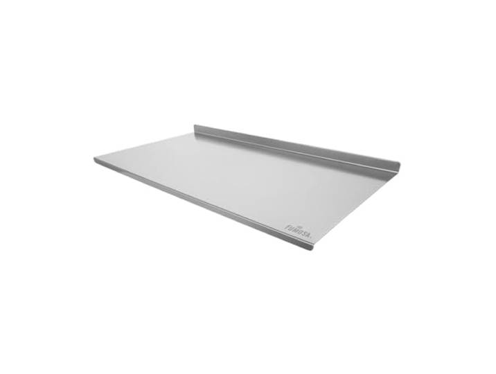 FUMOSA »IMPASTO« Edelstahl-Arbeitsplatte für Teig, Made in Europe, 100 x 50 cm mit 1x Aufkantung, inkl. Silikon-Antirutschmatte, Schneidebrett, Teigbrett, Knetbrett, Hackbrett