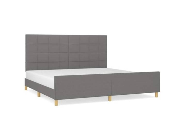PUGYNBK Bettgestell mit Kopfteil, Stoff, grau, 200 x 200 cm Höhenverstellbar, stabile Füße, Holzlatten, atmungsaktiv, langlebig