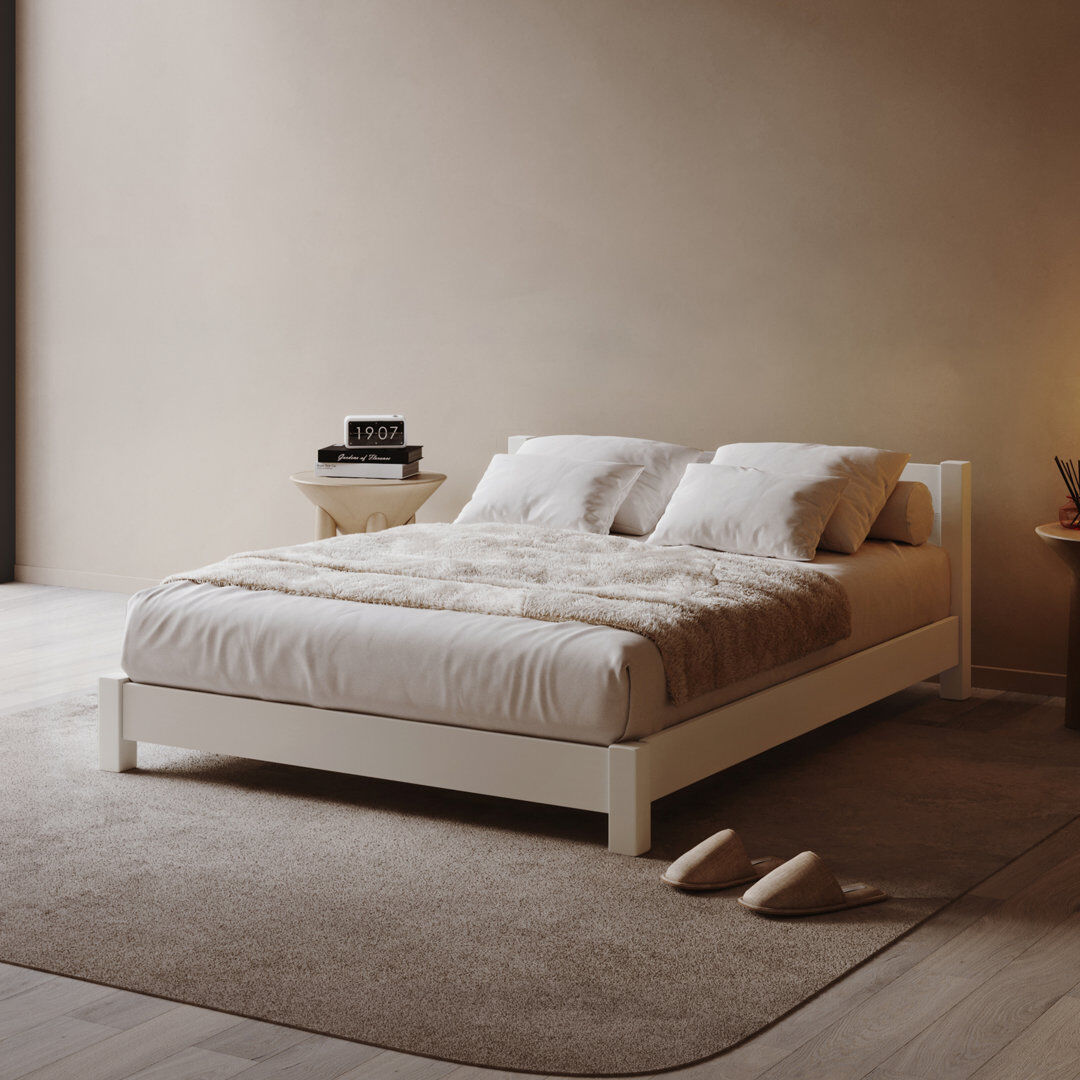 Ebern Designs Hardie Solid Wood Bed White Single (3')