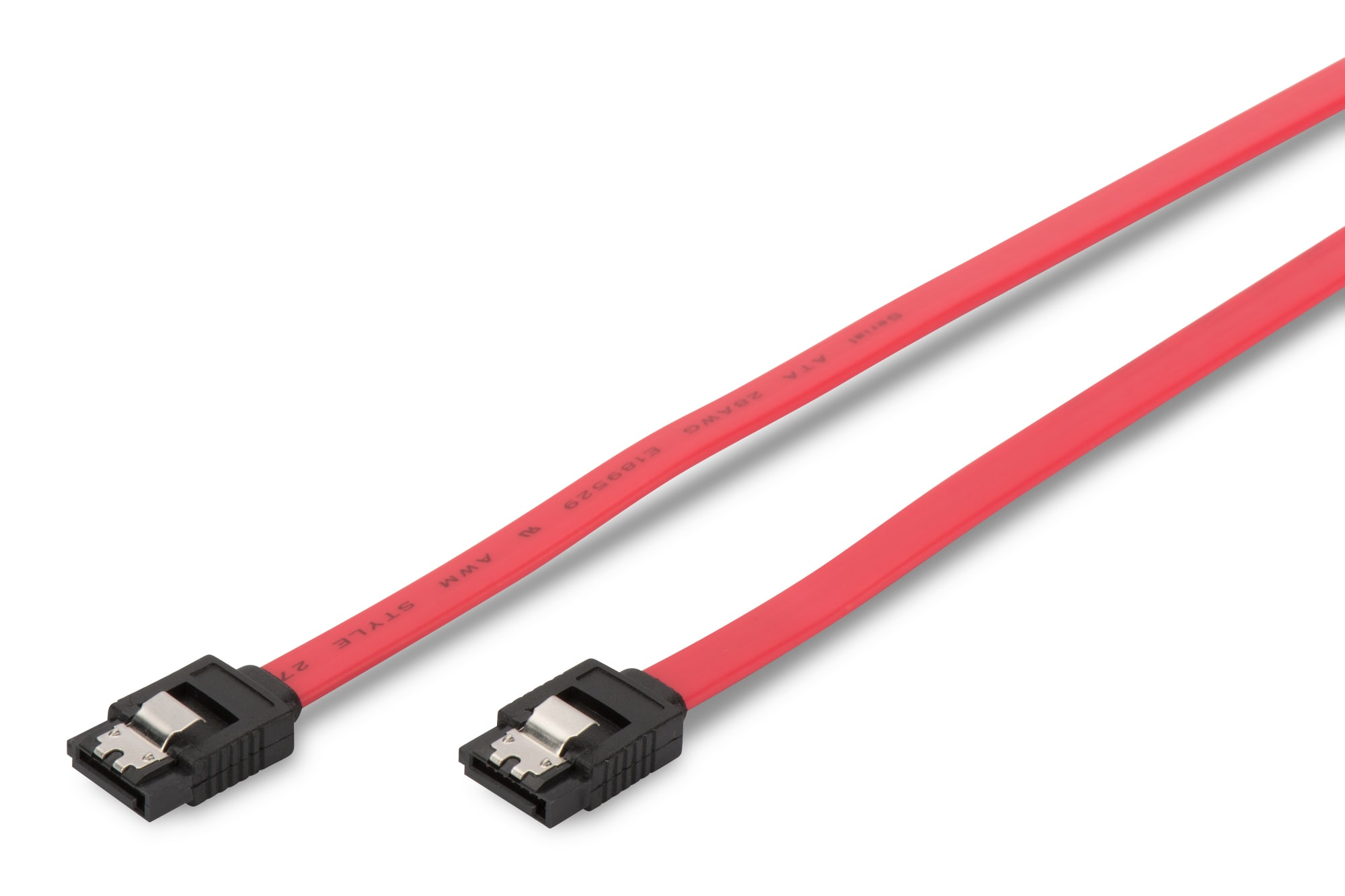 DIGITUS SATA Anschlusskabel, L-Typ, m/ Verschluß Bu/Bu, 0.5m, rot AK-400102-005-R