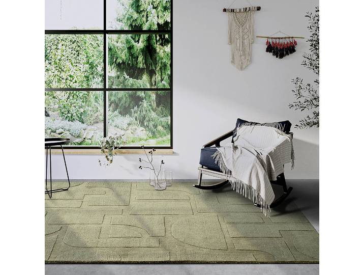 Wollteppich Alexis Grün/Grün 190 x 280cm Baumwollstoff/Wolle
