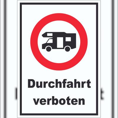 HB-Druck Wohnmobil Durchfahrt verboten Aufkleber A7 (74x105mm)