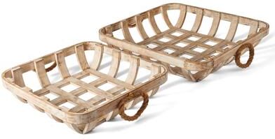 Elements Set of 2 Woven Wood Wall Baskets, 16 Inch, 20 Inch
