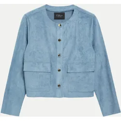 Jacke in Veloursleder-Optik Blau 38