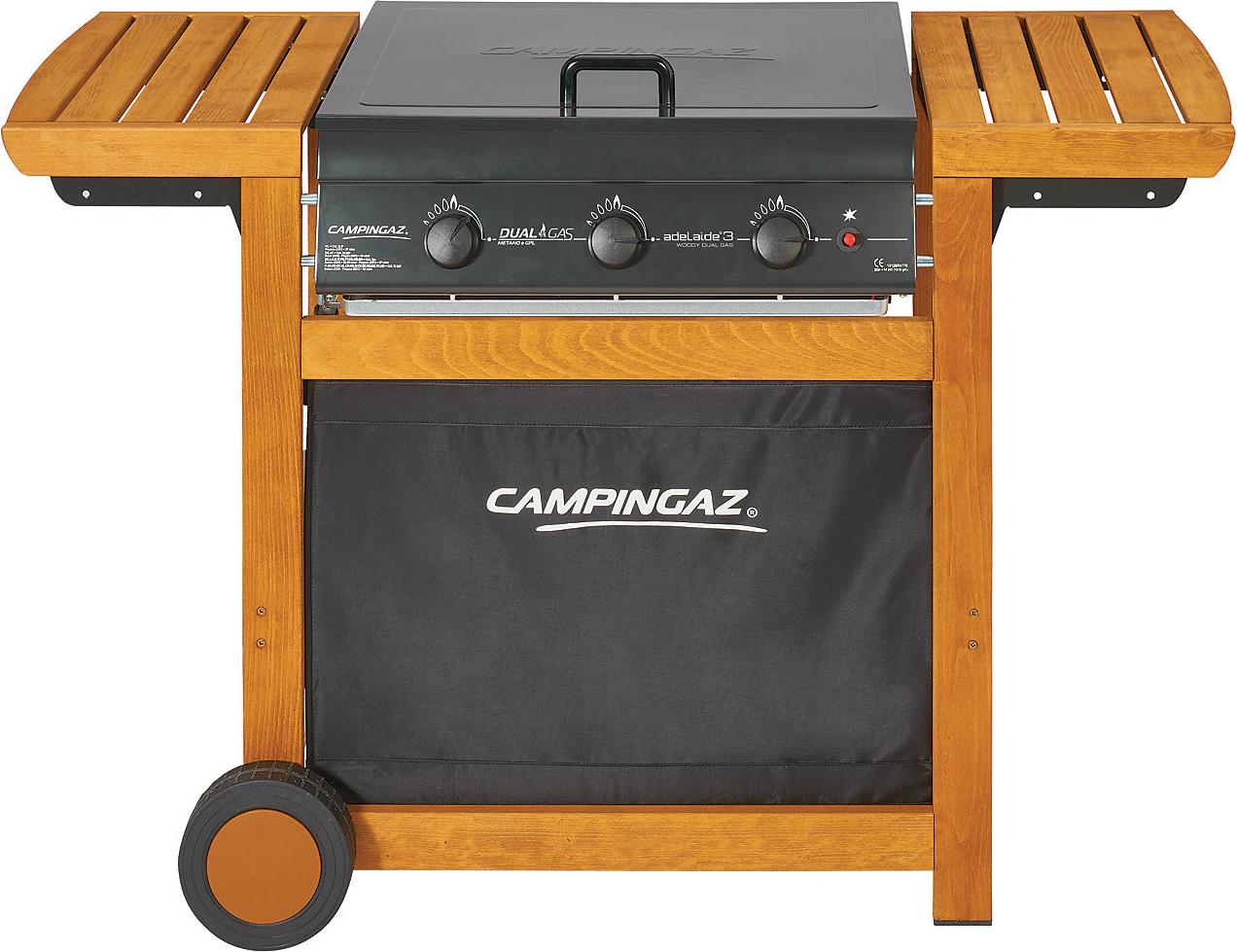 Campingaz Adelaide 3 Woody DualGas, 14000 W, Grill, Liquified Petroleum Gas (LPG) + Methan, 3 Zone(n), 14000 W, 830 g/h