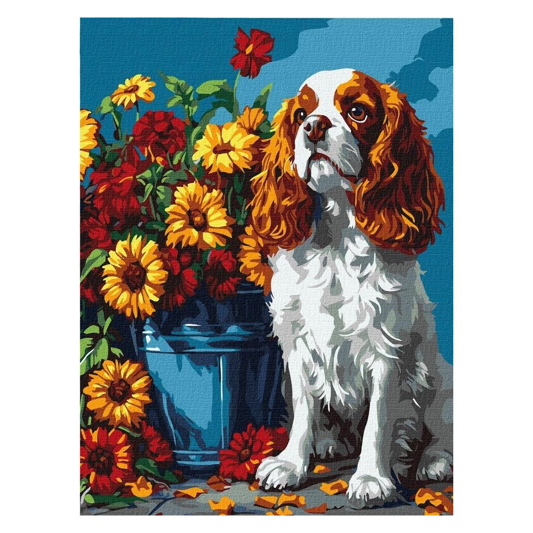 Ideyka Malen nach Zahlen - Spaniel und Blumen (57318074)