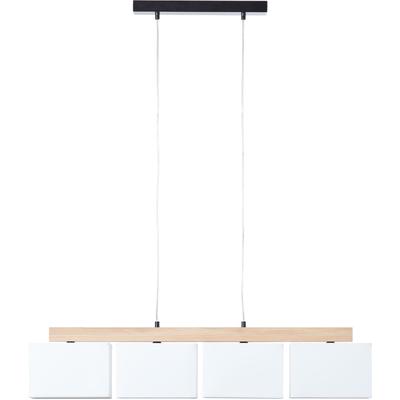BRILLIANT Pendelleuchte "Rayan", braun (holzfarben), 4, 1 Stk., Leuchten, Stoffschirme, H 113 cm, B 95 cm, 4 x E27, eiche geölt/weiß, Pendelleuchte