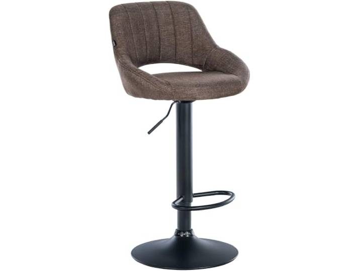 CLP Barhocker höhenverstellbar mit Lehne Milet, Barstuhl gepolstert Stoffbezug, Tresenstuhl mit Metallgestell drehbar Farbe braun Gestell Farbe schwarz