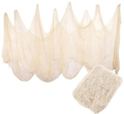 Uplift Treasures Black Gauze Spider Web Halloween Creepy Cloth Decoration white 2m