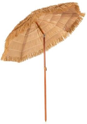 Costway 6.5 Feet Portable Thatched Tiki Beach Umbrella with Adjustable Tilt