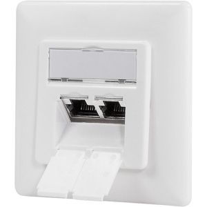 LogiLink Netzwerkdose NP0127, Unterputz, 2x RJ45 / Keystone, mit Abdeckung, weiß, Cat.6A