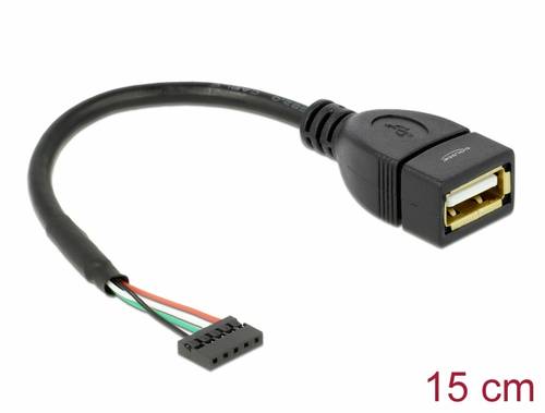 Delock USB-Kabel USB 2.0 USB-Pfostenbuchse, USB-A Buchse 0.15m Schwarz 84831
