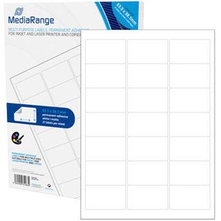 MediaRange Etiketten 63,5x38,1mm 1050 Stück weiß