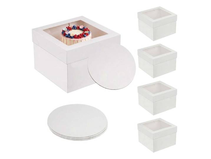 Relaxdays Tortenbox Set Sichtfenster & Cakeboards