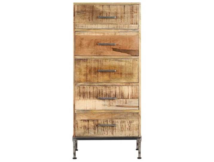 KGHERMDF Kommode 45x35x106 cm Massivholz Mango 5 Schubladen, Eisengriffe, Vintage Industrie-Stil, Stauraum für Kleidung und Bücher