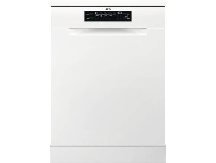 AEG Freistehender Geschirrspüler 60cm, Spülmaschine Serie 7000: mit Glasschutz, Energieklasse B, Besteckschublade, personalisierte Zeit-Steuerung, leise 42dB, Wasserstopp, 14 MG, FFB7570APW