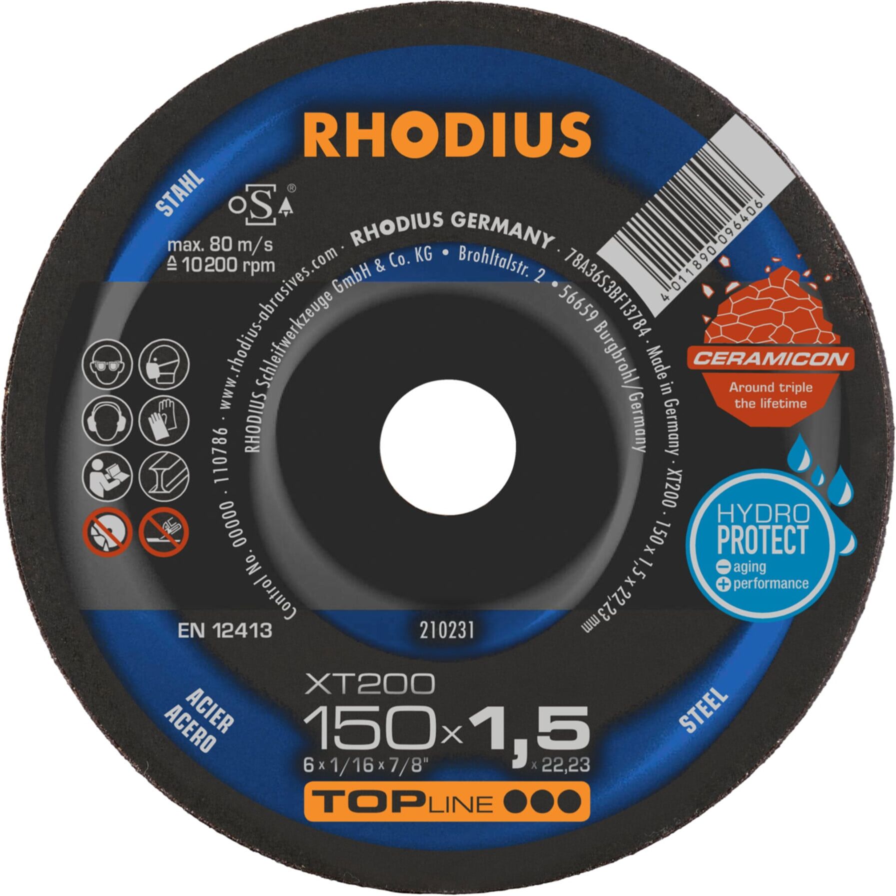 RHODIUS TOPline XT200 EXTENDED Extradünne Trennscheibe 150 x 1,5 x 22,23 mm (210231)
