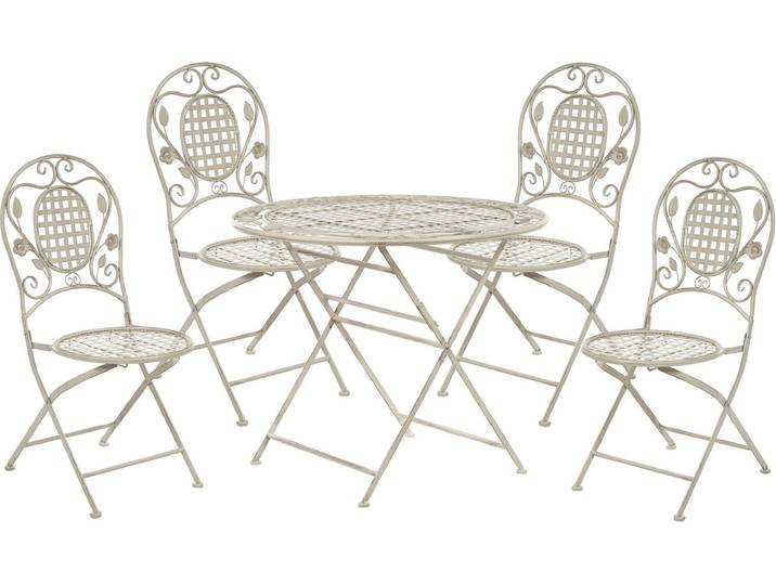 BELIANI Bistroset Cremeweiß aus Metall 4er Set Zusammenklappbar Balkon / Terrasse / Gartenzubehör Romantischer Stil