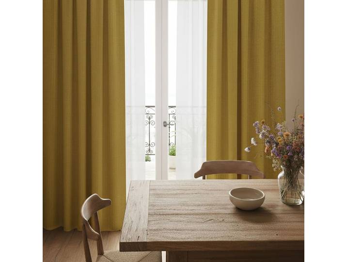 Rideau 100% polyester moutarde 140x270 cm