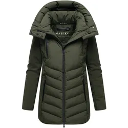 MARIKOO Damen Winter Steppjacke gesteppt Winterjacke Softshell Material, abnehmbarer Kapuze, gefüttert Tivaa