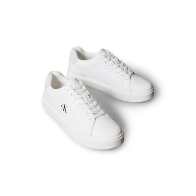 Sneaker CALVIN KLEIN JEANS "CLASSIC CUPSOLE LACEUP LTH", Herren, Gr. 42, Textil, weiß, Leder, Lederimitat, unifarben, Schuhe Sneaker, Schnürschuh, Freizeitschuh mit Fersenbesatz und seitlichem CK-Logo