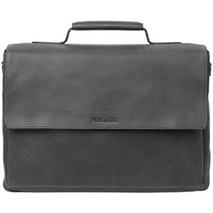 Pride&Soul Aktentasche Percent, 47261, grau, mit Laptopfach, Schnappverschlüsse, mit Schultergurt, Echt Leder