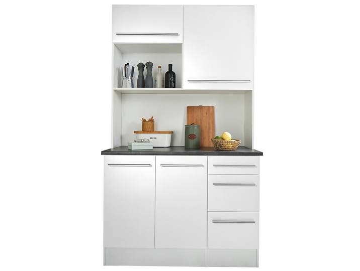 Buffet - weiß Hochglanz - Stone Dark - 120 cm