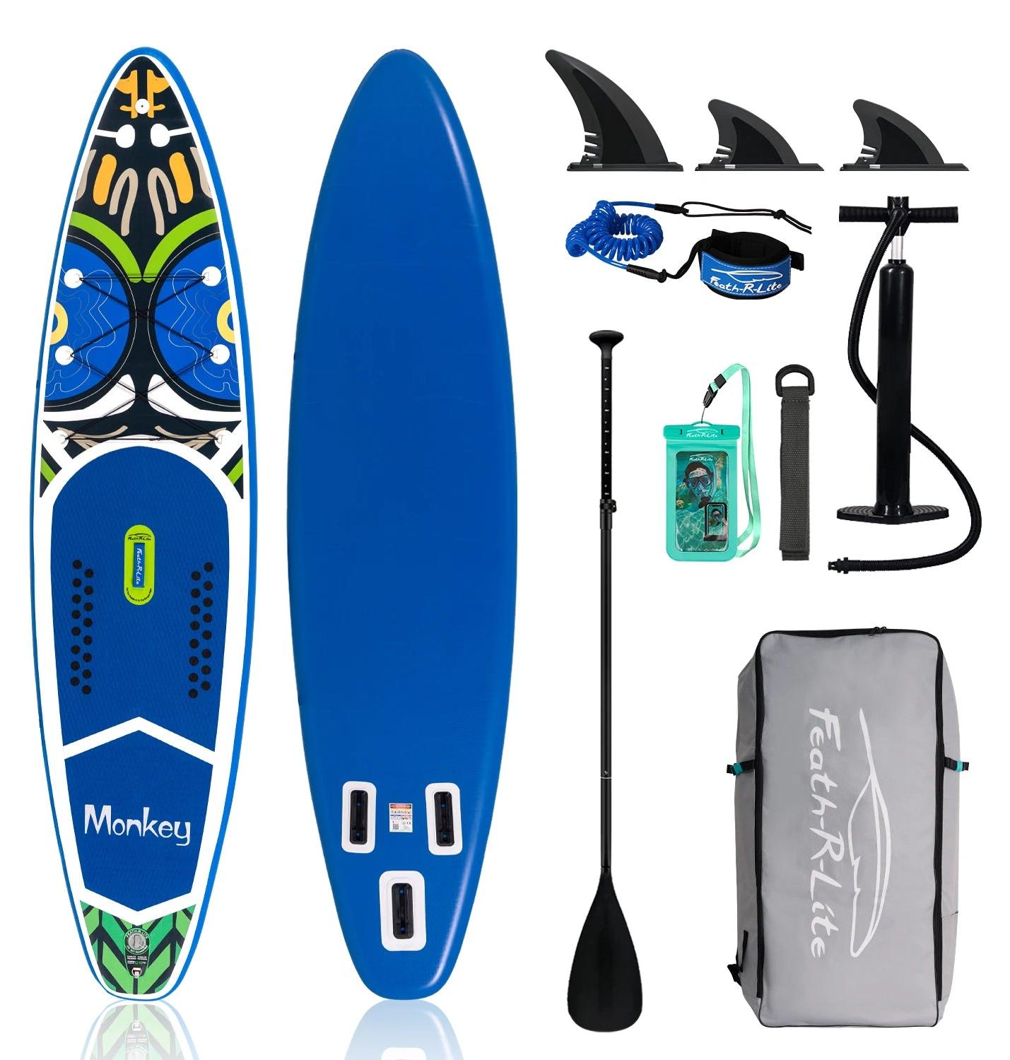 Aufblasbares Stand-Up-Paddle-Board, blau, 350 cm lang, ultraleicht und tragbar, geeignet für Kajaks