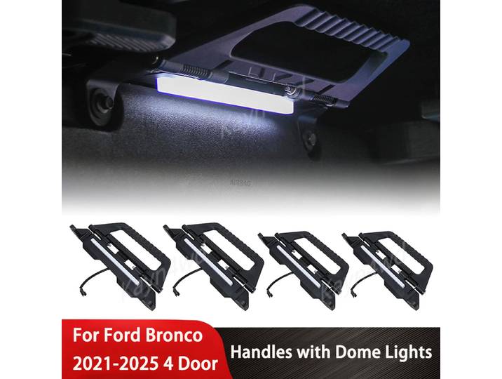 Accessoires intérieurs tout-terrain Poignées de maintien en alliage d'aluminium avec lumières de dôme Poignée flexible pour Ford Bronco 4 portes 2021-2025