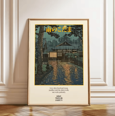 Inspire Picks Tokyo Rainy Night Railway Canvas Print Retro Japanese Cityscape Wall Art Decor 4 50x75cm No Frame