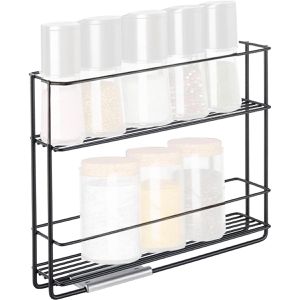 Metaltex Gewürzregal In&Out 360850000, lava, mit 2 Etagen, stehend, aus Metall, zum Kleben, ausziehbar, 28 x 22 x 6cm